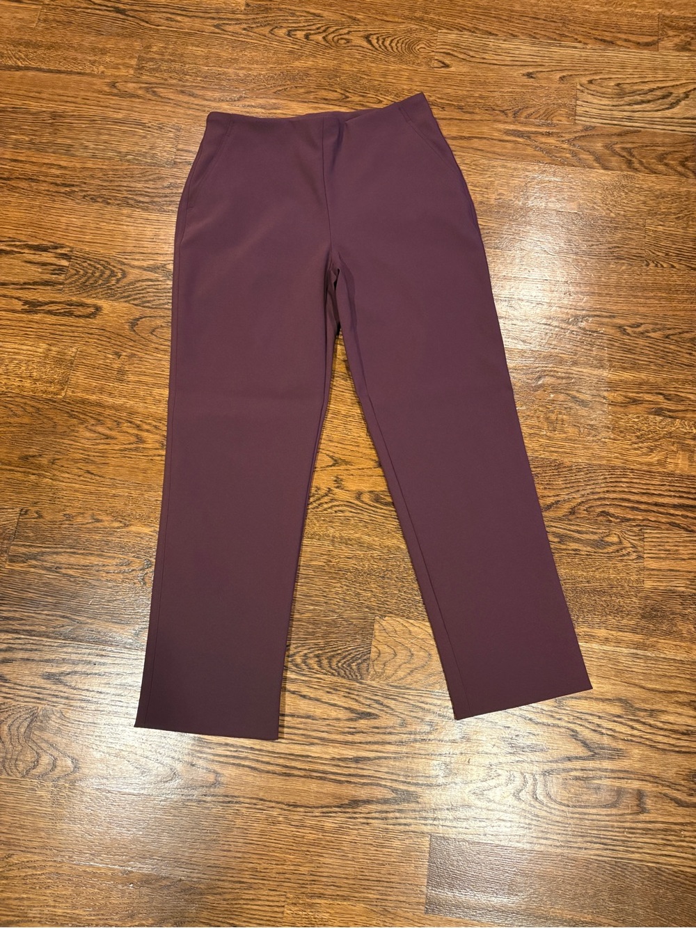 Women's elastic Waist Straight-Leg dress Pants in maroon